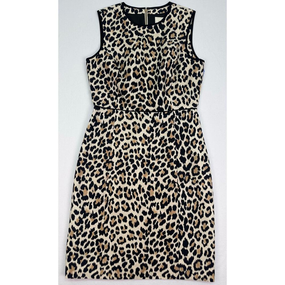Kate Spade New York Leopard Print Sleeveless Sheath Dress Size 6 Silk Blend - Picture 4 of 11